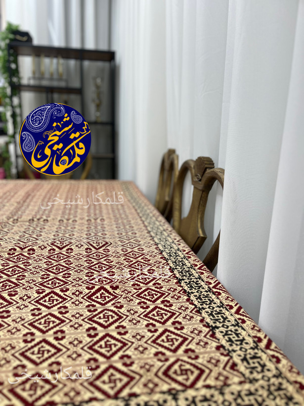 رومیزی چاپ قلمکار شیخی سایز ۱۳۵ در ۲۰۰ طرح گلیم