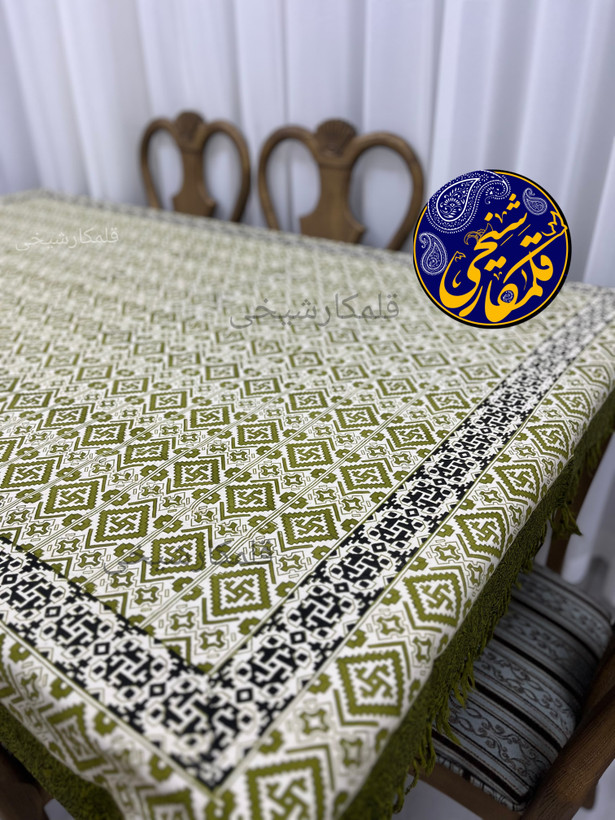 رومیزی چاپ قلمکار شیخی سایز ۱۳۵ در ۲۰۰ طرح گلیم