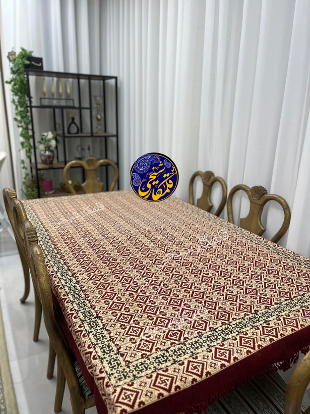 رومیزی چاپ قلمکار شیخی سایز ۱۳۵ در ۲۰۰ طرح گلیم