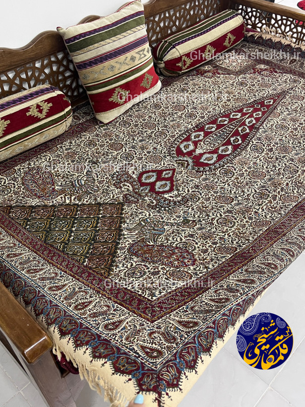 رومیزی چاپ قلمکار شیخی سایز ۱۳۵ در ۲۰۰ طرح سرو