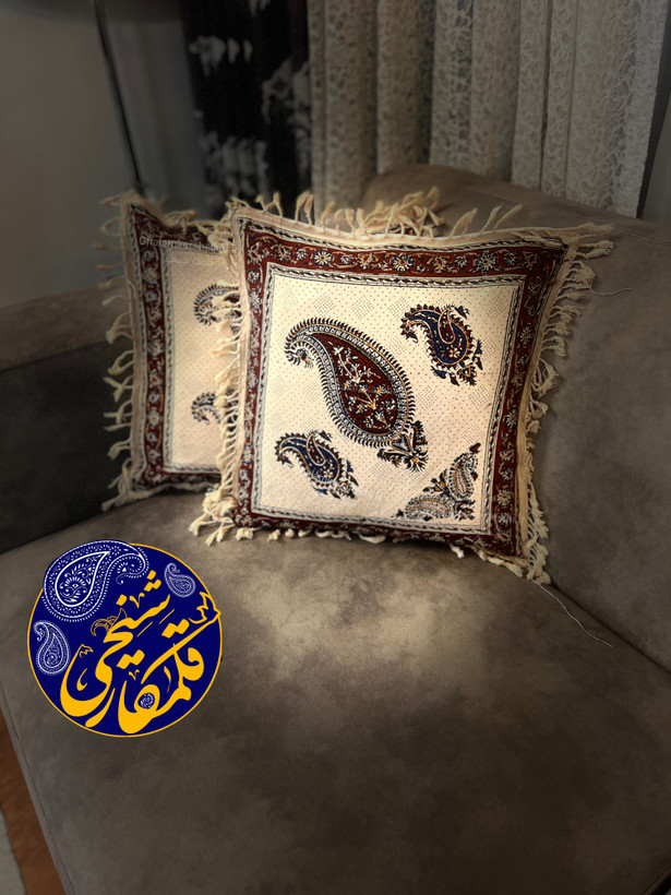 روکوسنی چاپ قلمکار شیخی طرح بته جقه سایز۴۰×۴۰