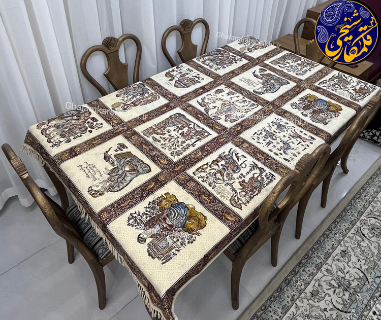 رومیزی چاپ قلمکار شیخی سایز ۱۳۵ در ۲۰۰ طرح چهره مشاهیر