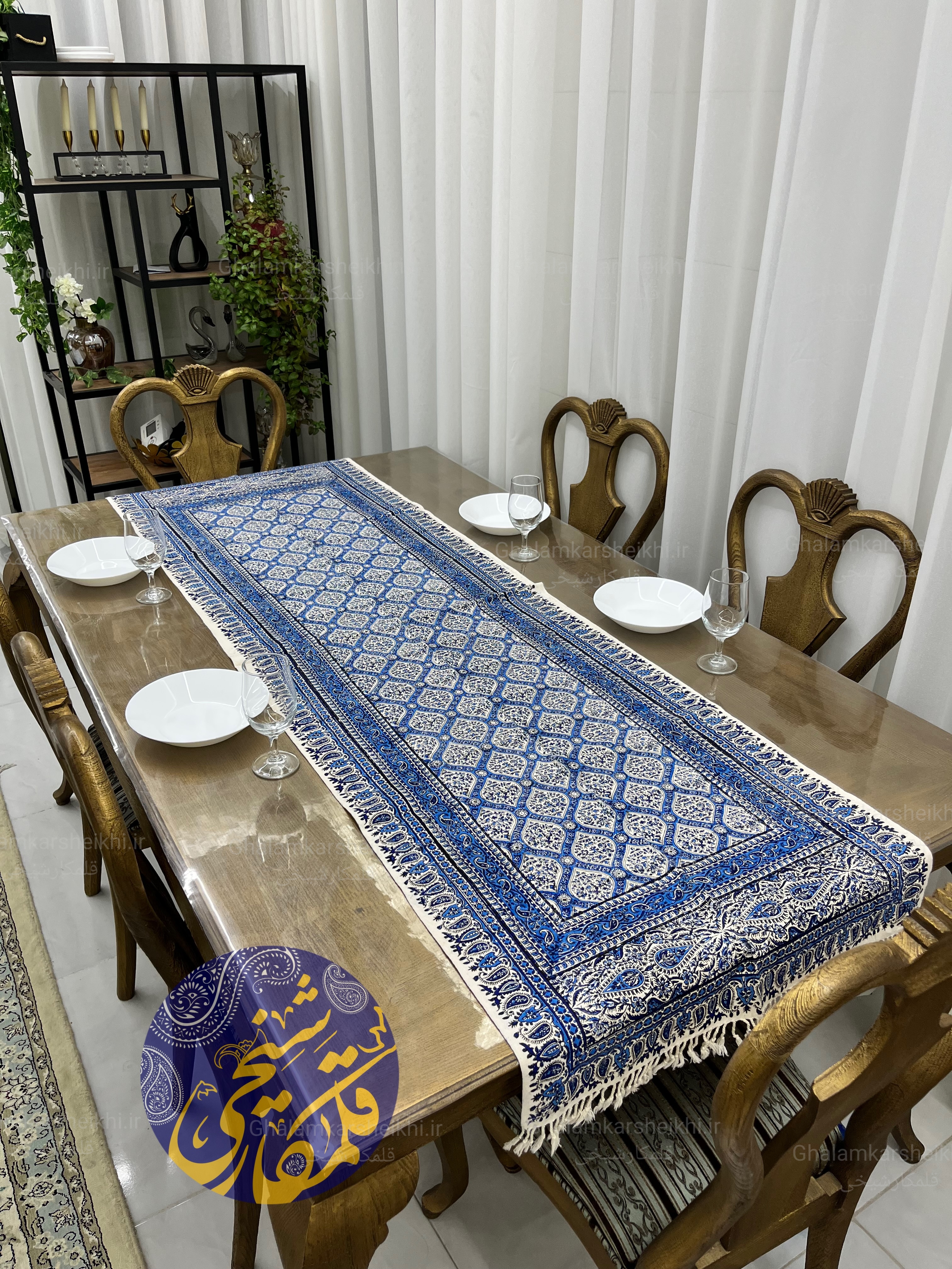 رانر قلمکار طرح سقف مسجد شیخ لطف‌الله 200×60 | رانر سنتی اصفهان | قلمکار شیخی