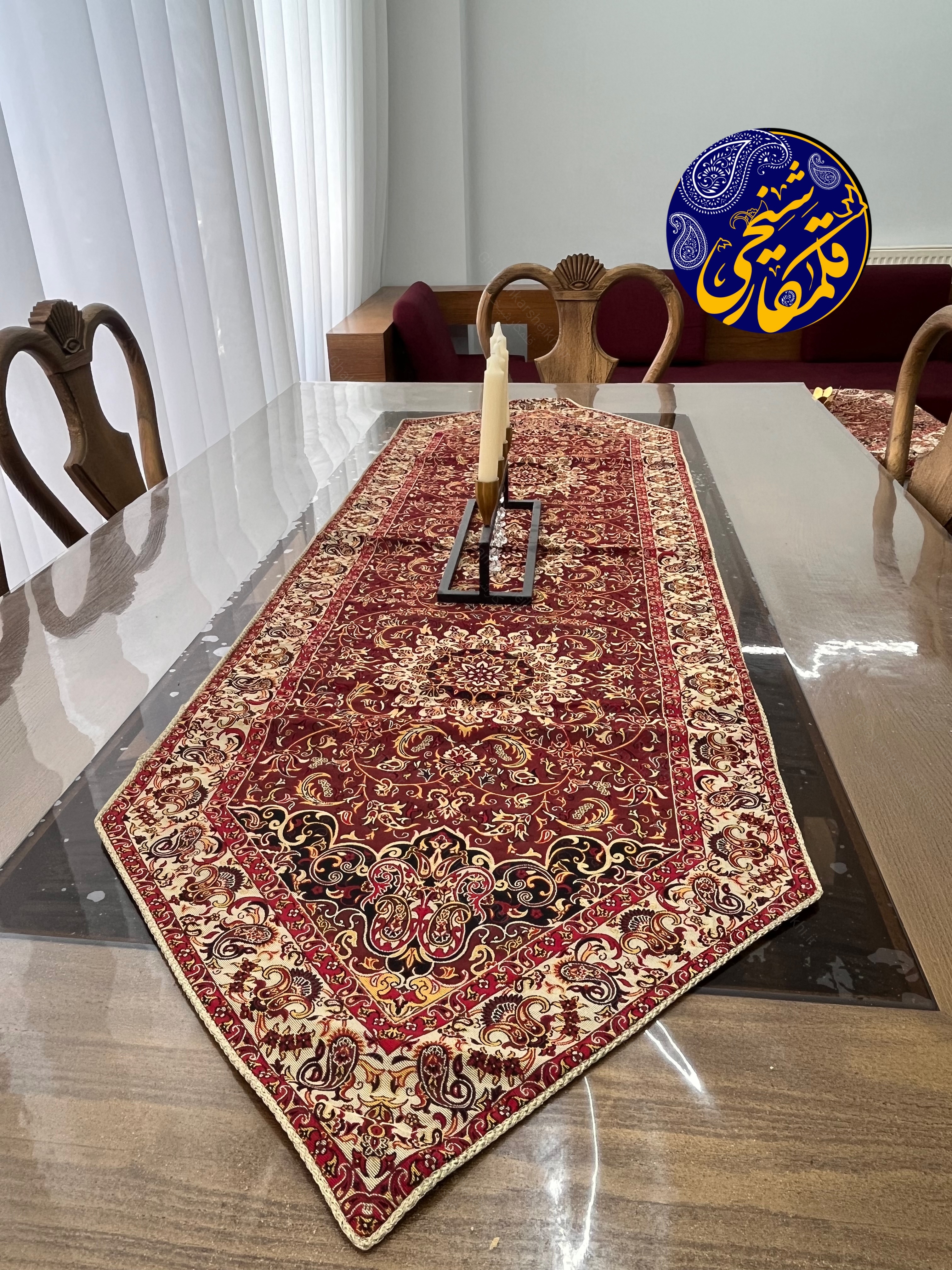 رانر رومیزی ترمه نخ ابریشم
