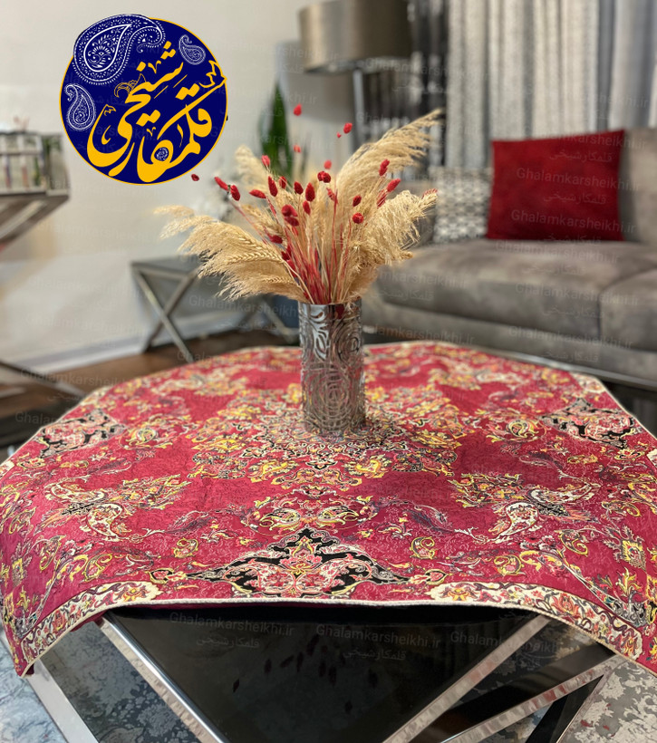 ترمه مربع طرح بتهجقه و اسلیمی | نخ پلیاستر اعلا