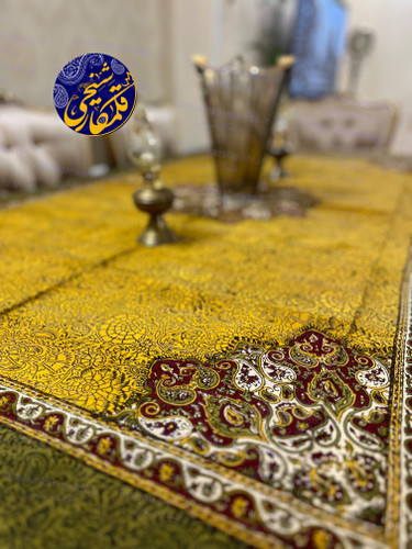 رومیزی چاپ قلمکار شیخی طرح بته ترنجی سایز ۱۳۵×۲۰۰