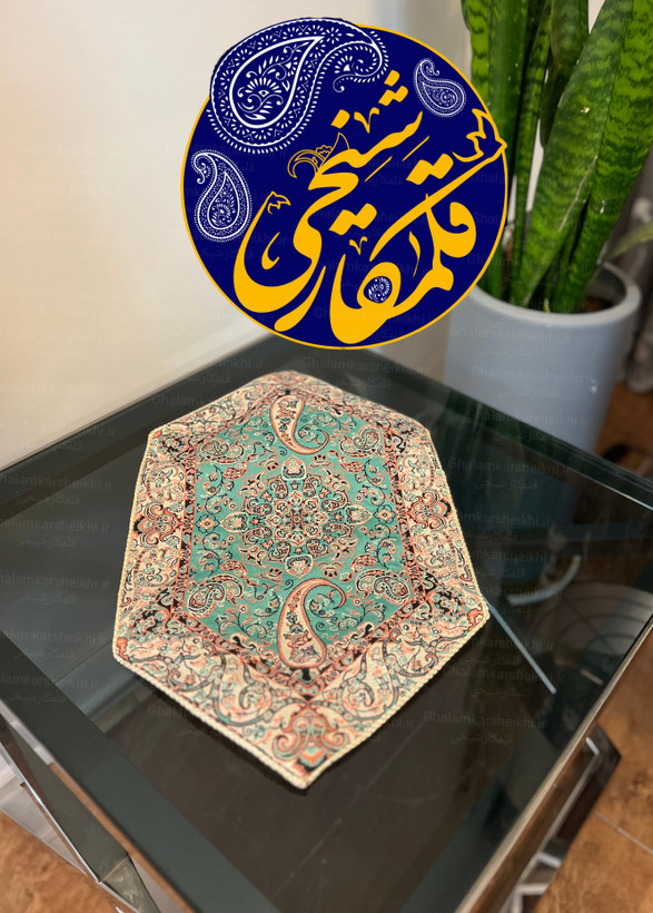 ترمه ۳ تکه طرح ترنجی فیروزهای پلیاستر درجه یک