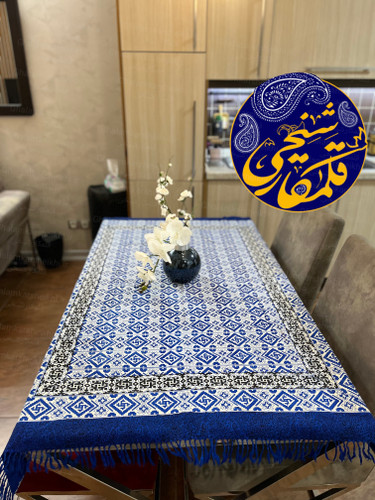 رومیزی چاپ قلمکار شیخی طرح گلیمی سایز ۱۰۰×۱۵۰