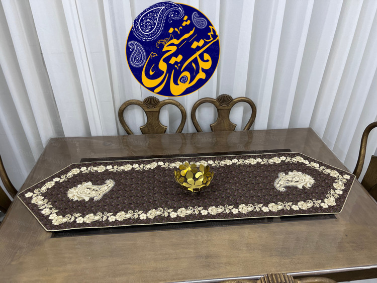 ست ترمه ابریشم درجه یک ۵ تکه سرمهدوزی شده اعلا | هنر دست استادکار قلمکار شیخی