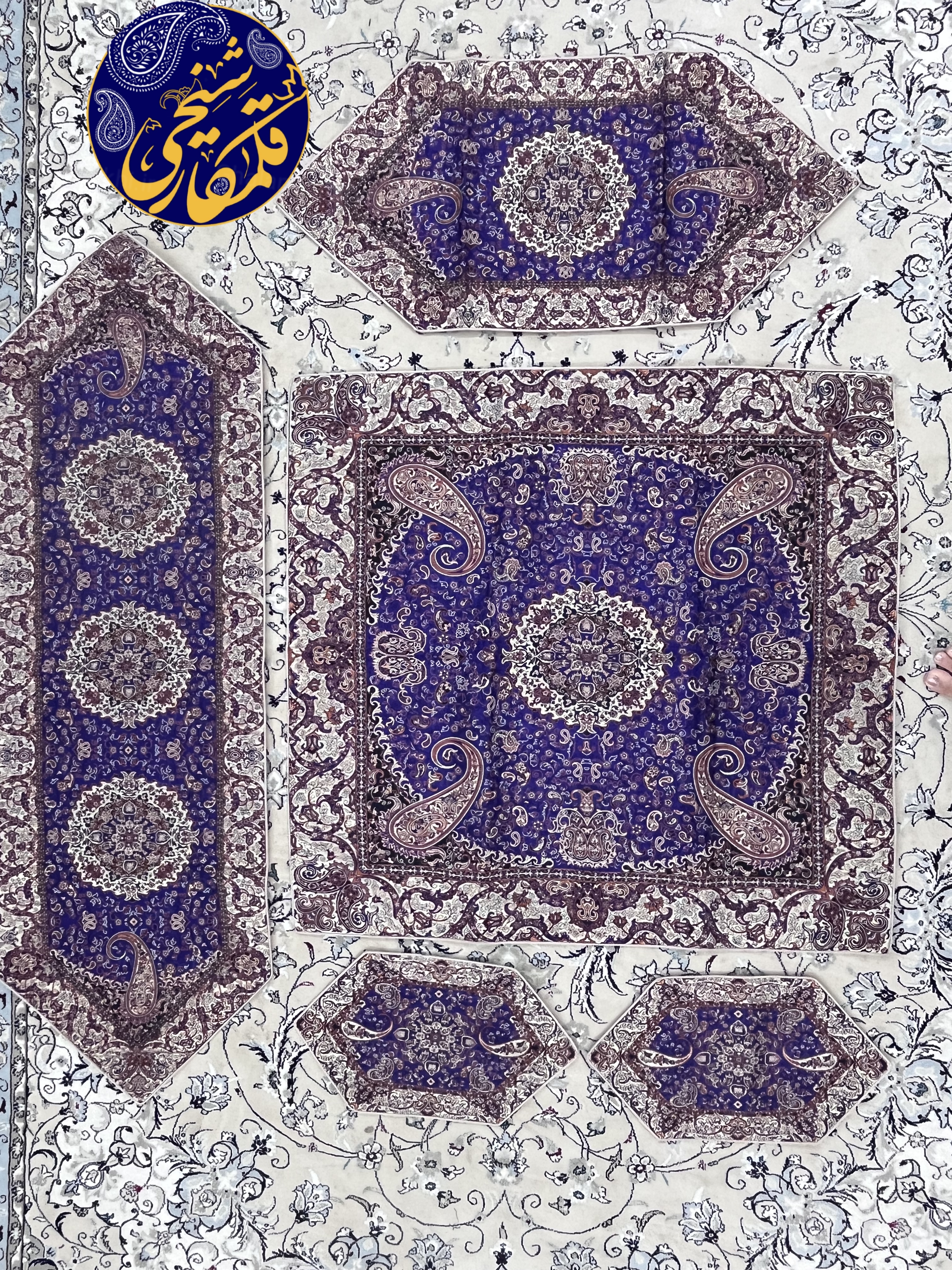 ترمه ۵تیکه ابریشمی درجه یک، طرح لچک‌ترنج و بته‌جقه