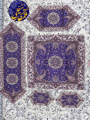 ترمه ۵تیکه ابریشمی درجه یک، طرح لچکترنج و بتهجقه