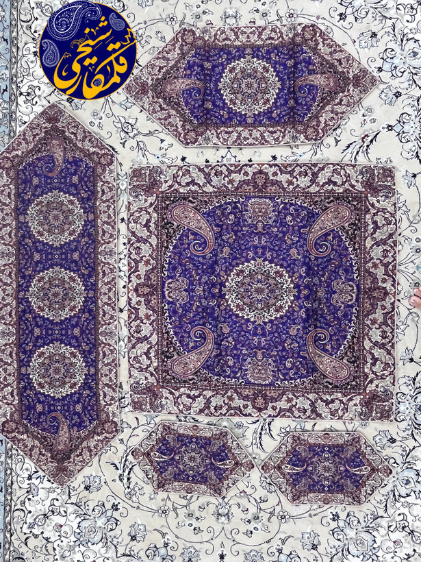 ترمه ۵تیکه ابریشمی درجه یک، طرح لچکترنج و بتهجقه