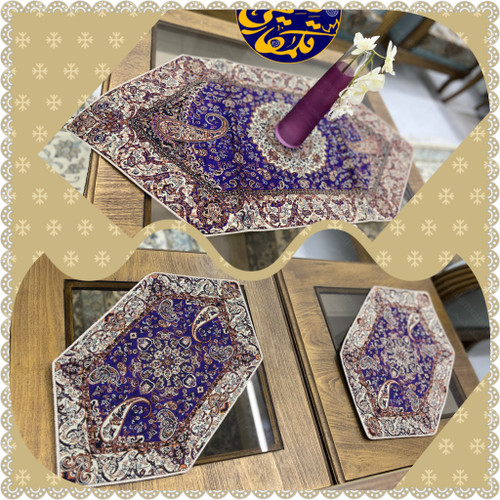 ترمه ۳تیکه ابریشمی درجه یک، طرح لچکترنج و بتهجقه